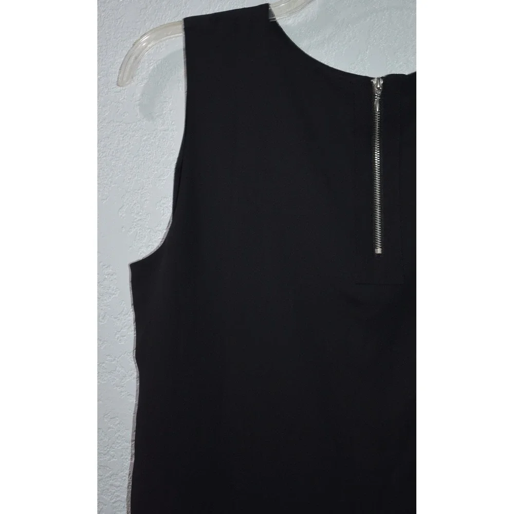 Chicos 2/Large Sleeveless Top Tulip Layered Black Blouse Back Exposed Zipper